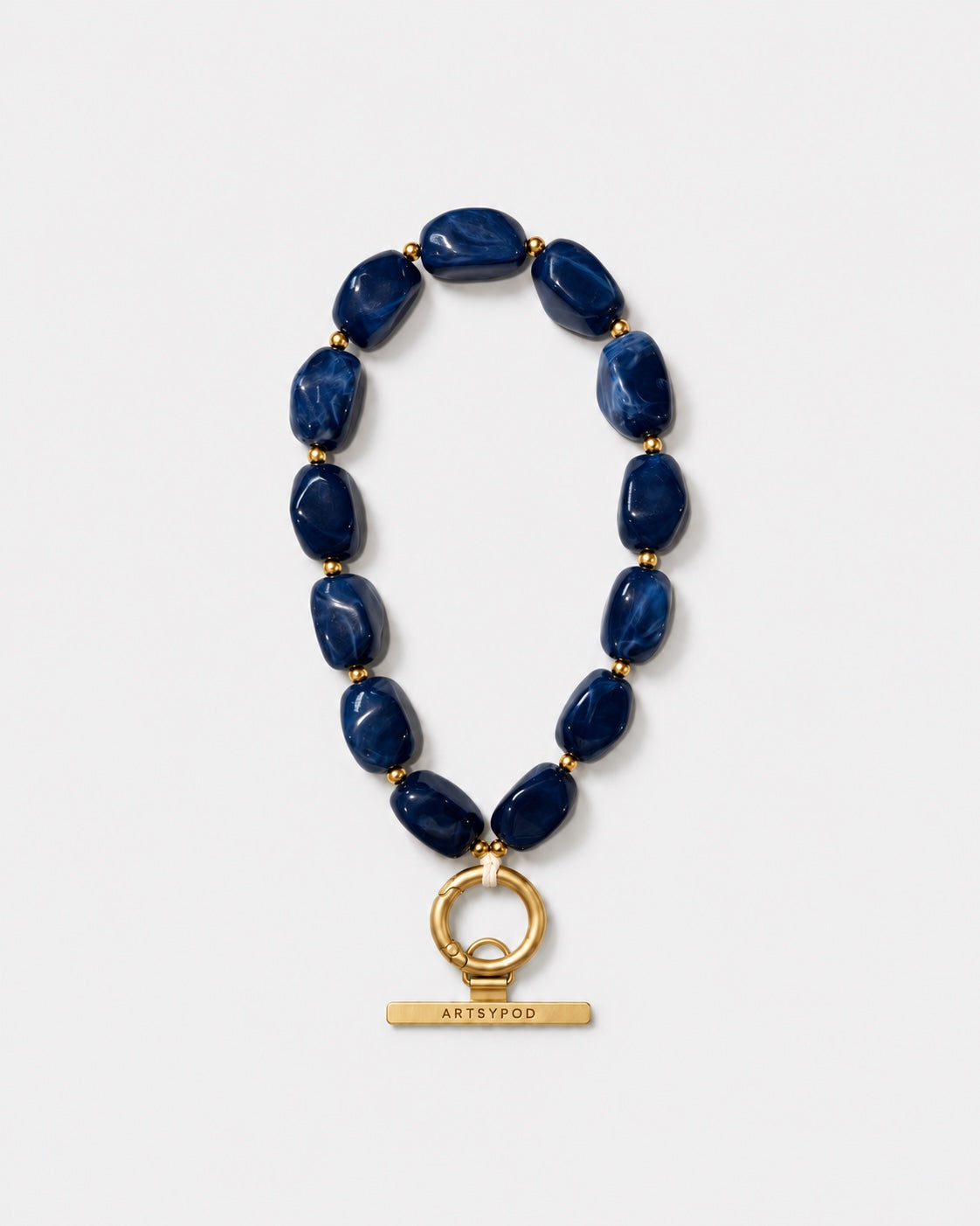 ARTSYPOD Navy Blue Marble wristlet full view